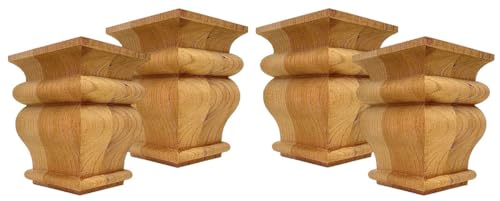 Highland Manor Wood Products Square Tavern Bun Foot - 3 5/8" Tall x 2 3/4" Wide (Cherry) (Set of 4)