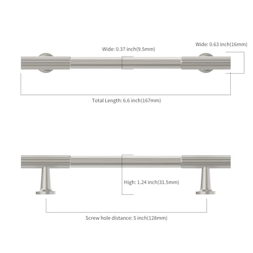 Asidrama 10 Pack 5 inch Brushed Satin Nickel Kitchen Cabinet Handles - color: Brushed Satin Nickel, size: 5" Hole Center