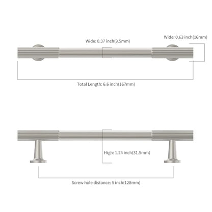 Asidrama 10 Pack 5 inch Brushed Satin Nickel Kitchen Cabinet Handles - color: Brushed Satin Nickel, size: 5" Hole Center