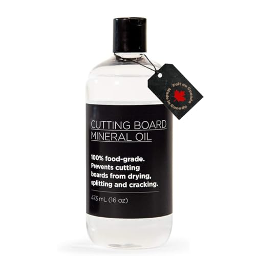 WoodForChef Cutting Board Food Grade Mineral Oil (16 oz) - Revitalize Cutting Board, Butcher Block, Countertops and Wood Utensils - Food Safe Certified NSF - Made in North America - color: Clear (473ml / 16oz)