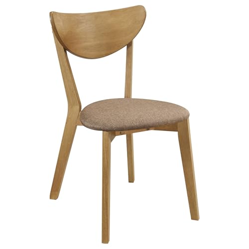 Coaster Home Furnishings - Elowen - Wood - 5-piece Dining Set with Round Dining Table and Light Brown Upholstered Chairs - Dining Room & Kitchen - Walnut & Light Brown - 108440-S5
