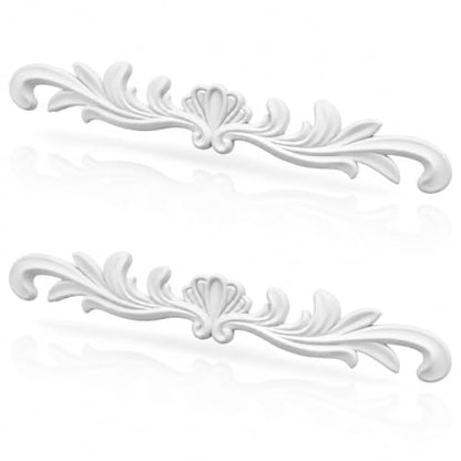 Roowest 2 Pcs Carved Appliques Onlays White PVC Appliques for Furniture Decorative 3D Foliate Scroll Carved Onlay DIY Decorative for Cabinet Dresser Bed Door Wall Wardrobe Ceiling - style: Foliate Scroll