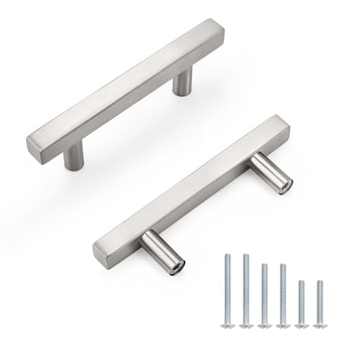 Probrico Brushed Nickel Cabinet Pulls & Handles 3" CC Square 5 Pack - color: Brushed Nickel, size: Hole Center: 76mm(3inch)