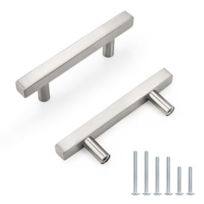 Probrico Brushed Nickel Cabinet Pulls & Handles 3" CC Square 5 Pack - color: Brushed Nickel, size: Hole Center: 76mm(3inch)