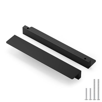 Peaha 10 Pack 7-9/16 Black Cabinet Handles Finger Edge Pulls for Cabinets - color: Black, size: 7-9/16" Hole Center