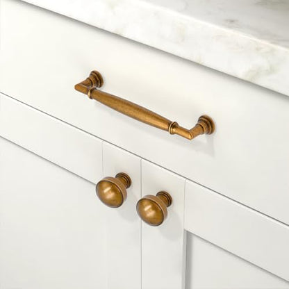 10 Pack Antique Brass Cabinet Pulls 5 Inch(128mm) Kitchen Cabinet Handles Cabinet Hardware for Drawer Pulls - color: Antique Brass, size: 5" Hole Center
