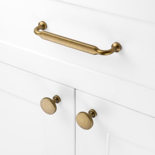 7-1/2 in Antique Brass Cabinet Pulls 5 Pack, Footed Handles P2302 - color: Antique Brass, size: 7-1/2" Hole Centers-5 Pcs