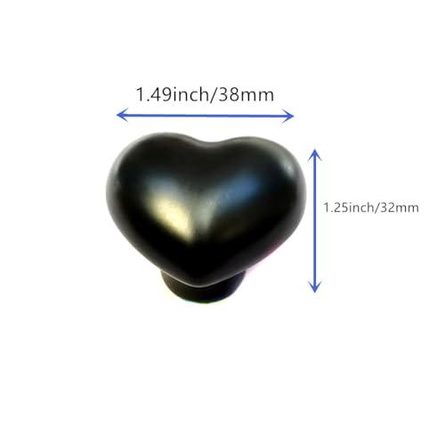 10 Pack Black Ceramic core knob Heart Shape Drawer Knob Kitchen Cupboard Pull Handle with Screws