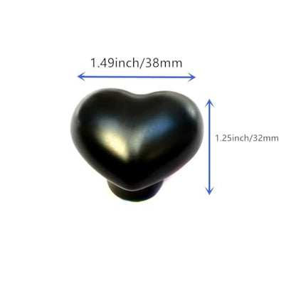 10 Pack Black Ceramic core knob Heart Shape Drawer Knob Kitchen Cupboard Pull Handle with Screws