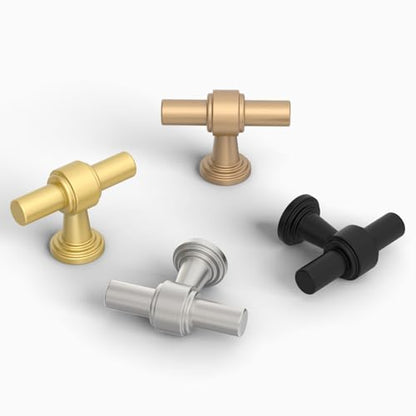 Amerdeco 10 Pack Brushed Gold Cabinet Knobs 1.46 Inch(37mm) Single Hole Cabinet Handles Rectangle Dresser Knobs Drawer Knobs and Pulls for Bathroom Cabinets ZH0069 - color: Brushed Gold, size: 1.46" Single Hole