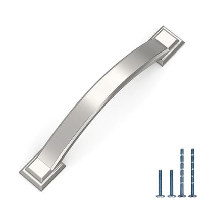10 Pack 3.75 inch Cabinet Pulls Brushed Nickel Cabinet Handles Drawer Pulls for Kitchen Cabinet Cupboard - color: Brushed Nickel, size: 3.75 inch（96mm）, style: 10 Pack