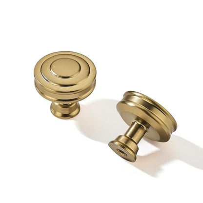 khtumeware 10 Pack 1-1/4 Inch(32mm) Champagne Bronze Round Cabinet Knobs Heavy Duty Soild Satin Brass Cabinet Knobs Kitchen Cabinet Hardware for Cupboard Drawer Handles Dresser Pulls - color: Champagne Bronze, size: 1-1/4"(32mm)Diameter
