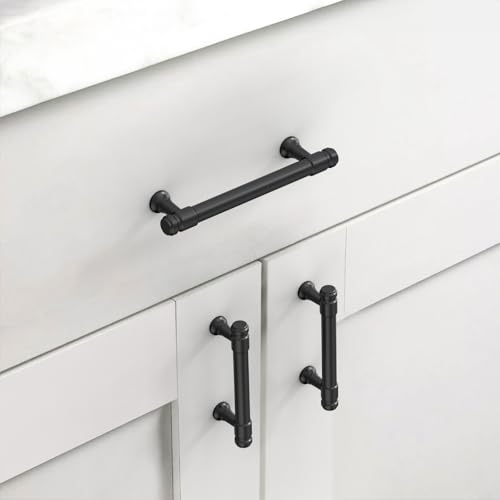 Asidrama 10 Pack 4 Inch Matte Black Kitchen Cabinet Handles - color: Matte Black, size: 4" Hole Center(102mm)