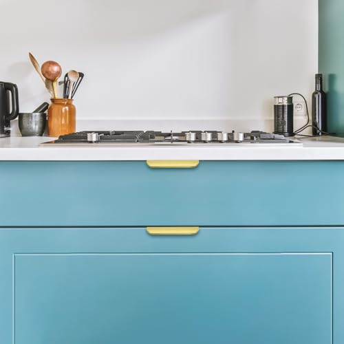 Gold Cabinet Handles Finger Edge Pulls 4.75 Inch CC 10 Pack - color: Gold, size: 120mm/4.72" Overall Length