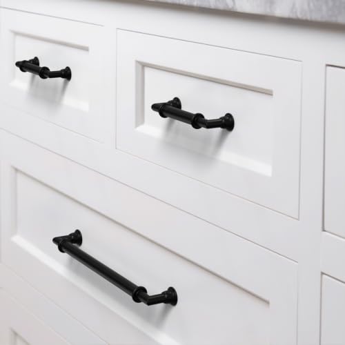10 Pack Matte Black Cabinet Pulls 3.75 Inch(96mm) Kitchen Cupboard Handles Solid Heavy Duty Zinc Alloy Drawer Pulls - color: Matte Black, size: 3.75" Hole Center