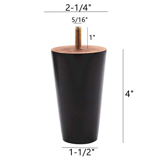 WEICHUAN 4 Inch Wood Replacement Furniture Sofa Couch Legs Set of 4 - size: 4"