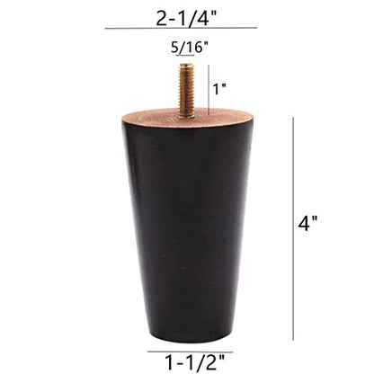 WEICHUAN 4 Inch Wood Replacement Furniture Sofa Couch Legs Set of 4 - size: 4"