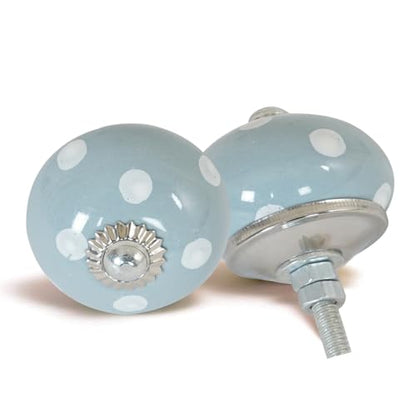 Ceramic Cabinet Knobs Set of 12, Blue White Drawer Pulls - color: Grey & White