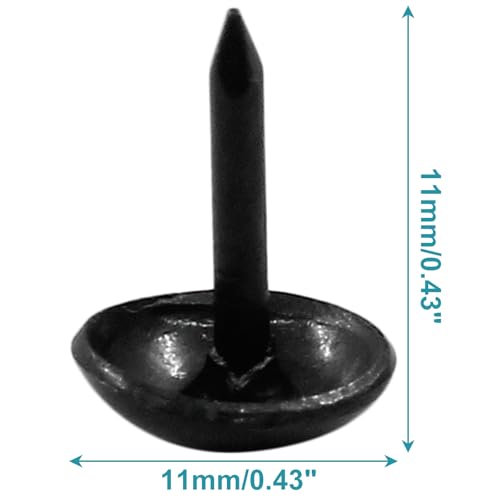 Piutouyar 200 Pcs Black Upholstery Tacks Antique Thumb Tacks, 11 x 11mm - size: 11x11mm