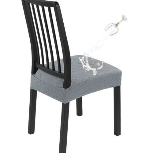 SearchI Waterproof Dining Chair Seat Covers Set of 4, Check Light Grey - color: Check Light Grey