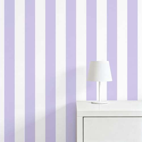 Purple and White Striped Wallpaper Peel and Stick Wallpaper Self-Adhesive Removable Waterproof Wall Paper for Walls Modern Vinyl Film 17.3”x1200” - color: Purple/White Striped, size: 17.3" x 1200"