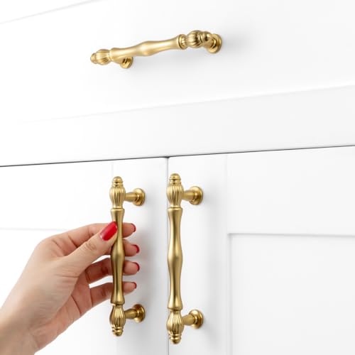 3-3/4 Inch Brushed Gold Cabinet Pulls Drawer Handles 10 Pack 2510 - color: Brushed Gold, size: 3-3/4 In Hole Distance