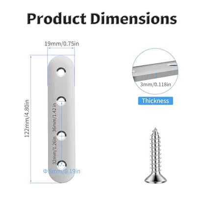 2pcs 122mm Flat Plate Straight Brackets - size: 2Pcs 122 Straight