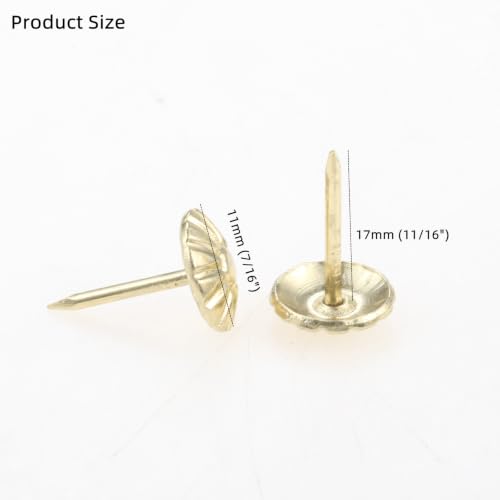 dophee 200Pcs Decorative Upholstery Tacks Nails 7/16 Inch Nails, Gold - color: Gold