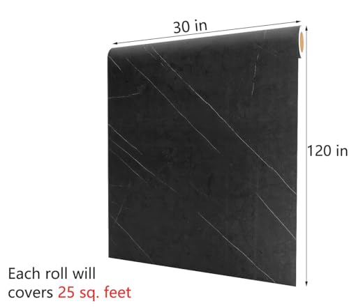 Decotalk 30"x120" Black Marble Contact Paper for Countertops Waterproof Marble Peel and Stick Wallpaper for Kitchen Counter Black Contact Paper for Bathroom Wallpaper Self Adhesive Matte Vinyl Sticker - size: 30" x 120"