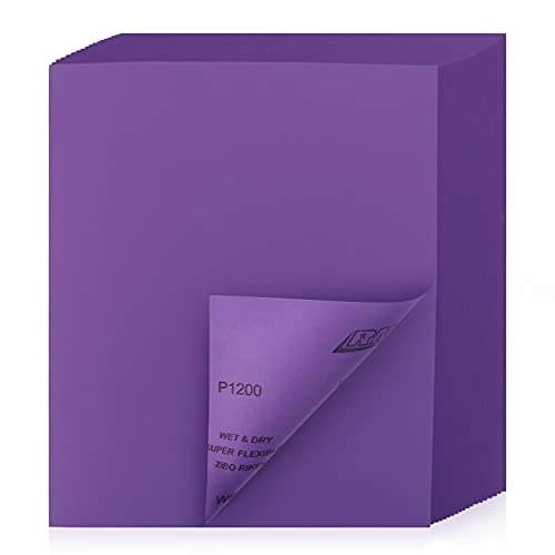 POLIWELL 1200 Grit Sanding Sheets 20 PCS 9 x 11 Inch Purple Alumina - style: 1200Girt