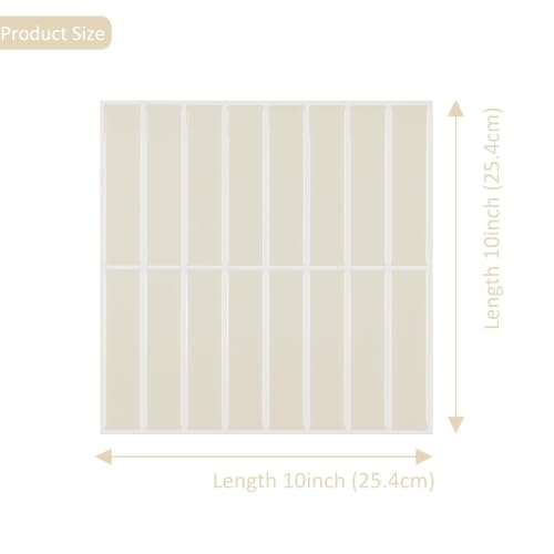 Alwayspon 11.4x9inchx10Pcs 3D Beige Peel and Stick Wall Tile Stickers - color: Beige 2