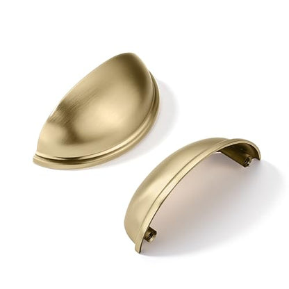 khtumeware 5 Pack 2-1/2" Gold Drawer Pulls Brushed Brass Cabinet Cup Pulls Kitchen Hardware Cabinet Handles Drawer Handles Knobs 2.5 inch Hole Center - color: Brushed Brass, size: 2-1/2"(64mm) Hole Center, style: 5-pack