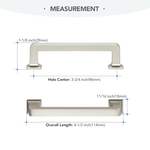HOME EDIT Brushed Nickel Cabinet Handles Zinc Pulls 3-3/4 Inch 10 Pack - color: Brushed Nickel, size: 3-3/4 inches Hole Center