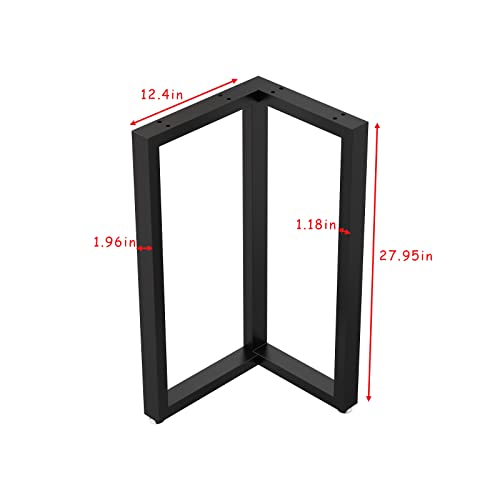 TIEOU Metal Legs for Table V Shape 28" H Tall Metal Black Table Leg Heavy Duty Industrial Desk Legs Set of 2 - size: V Shape-28"H