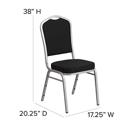 EMMA + OLIVER Gray Patterned Fabric Crown Back Stacking Banquet Chair - color: Gray Dot Fabric/Silver Frame