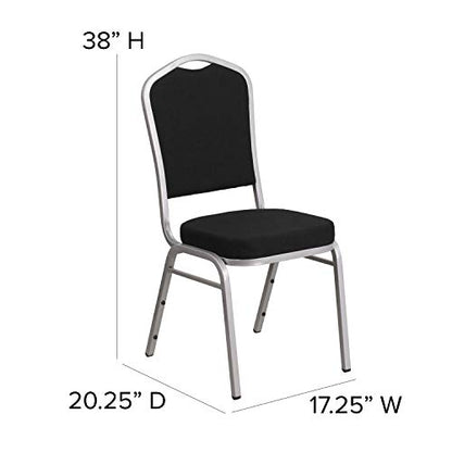 EMMA + OLIVER Gray Patterned Fabric Crown Back Stacking Banquet Chair - color: Gray Dot Fabric/Silver Frame