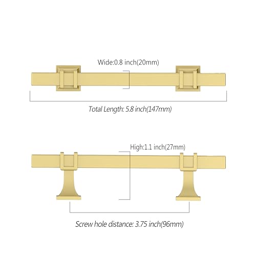 Asidrama 10 Pack 3.75 Inch(96mm) Brushed Gold Kitchen Cabinet Handles, Cabinet Pulls Kitchen Cabinet Hardware for Cupboard Drawer Pulls - color: Brushed Gold, size: 3.75" Hole Center