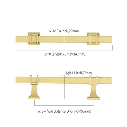 Asidrama 10 Pack 3.75 Inch(96mm) Brushed Gold Kitchen Cabinet Handles, Cabinet Pulls Kitchen Cabinet Hardware for Cupboard Drawer Pulls - color: Brushed Gold, size: 3.75" Hole Center