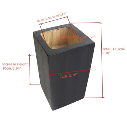 Black Cuboid Pine Wooden Risers for Table Bed Couch Sofa Desk 4Pcs - color: Black, size: In dia 1.97"/H 3.94"