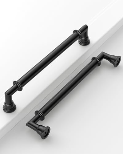10 Pack 6.3''(160mm) Matte Black Cabinet Pulls, Kitchen Cabinet Handles for Bathroom Cupboard Pulls - color: Matte Black, size: 6.3" Hole Center