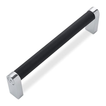 10 Pack 5 Inch(128mm) Matte Black and Polished Chrome Kitchen Cabinet Handles Knurled Cabinet Pulls Black Drawer Pulls Kitchen Hardware - color: Black And Polished Chrome, size: 5'' Hole Center(128mm)