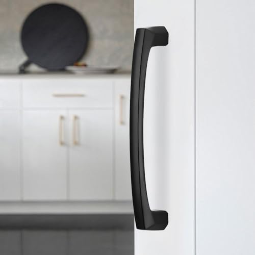 10 Pack 5 Inch Kitchen Cabinet Handles Matte Black Cabinet Pulls Zinc Alloy Drawer Pulls Solid Kitchen Hardware - color: Matte Black, size: 5'' Hole Center(128mm)