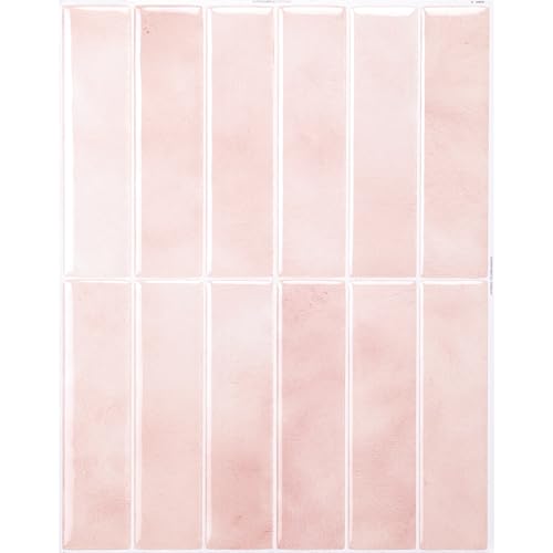Smart Tiles Peel and Stick backsplash, Stacked Powder Pink, 11.43"x9" - color: Powder Pink