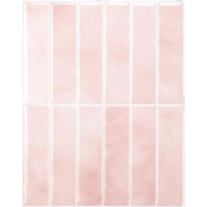Smart Tiles Peel and Stick backsplash, Stacked Powder Pink, 11.43"x9" - color: Powder Pink