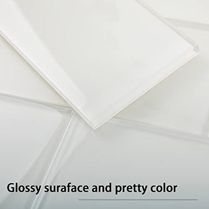 Lovdeco White Glass Subway Tile, Glass for Bathroom Kitchen Shower Backsplash Wall, 3 x 6 Inches, 4 Sq.Ft. - color: White, size: 3 x 6 Inch