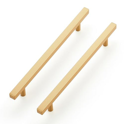 Ravinte Champagne Gold Handles Square Cabinet Hardware 8 Inch 10 Pack - size: 8" Hole Center