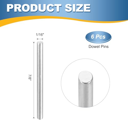 MECCANIXITY 6Pcs 1/16" x7/8" Dowel Pins Cylindrical Shelf Support Pegs - size: 1/16"x7/8"