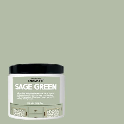 CHALK IT! All-in-One Multi-Surface Chalk Paint for Furniture & Cabinets - No Sanding, No Primer, Built-In Top Coat Water-Based, Low-Odor, Fast-Drying, Matte Finish (Sage Green) - color: Sage Green