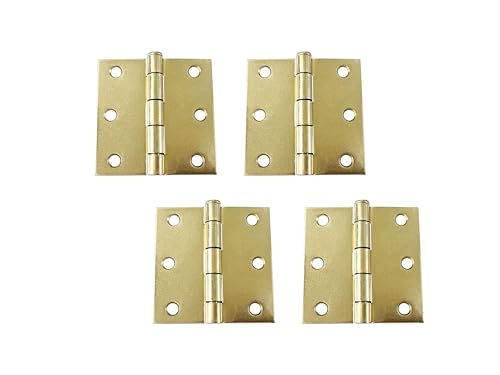 QCAA Square Door Butt Hinge, Heavy Gauge, Swaged, Loose Pin, 3"x3"x2.0mm, Brass Plated, Made in Taiwan, 4 Pack - color: Brass Plated(3*3), size: 4 Pack