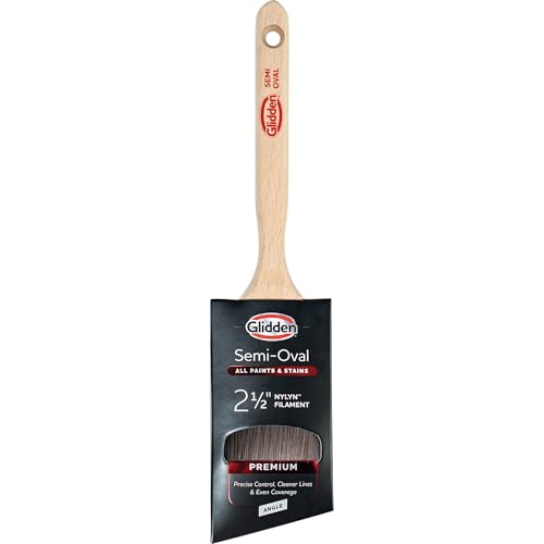Glidden Semi-Oval Paintbrush with Wood Handle, Angled Sash, 2.5 Inch - size: 2.5 Inch, style: Angled Sash Paintbrush
